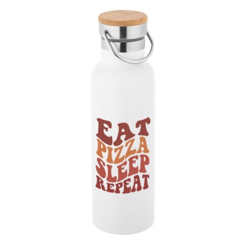 Pizza Club Edelstahlflasche mit Bambusdeckel